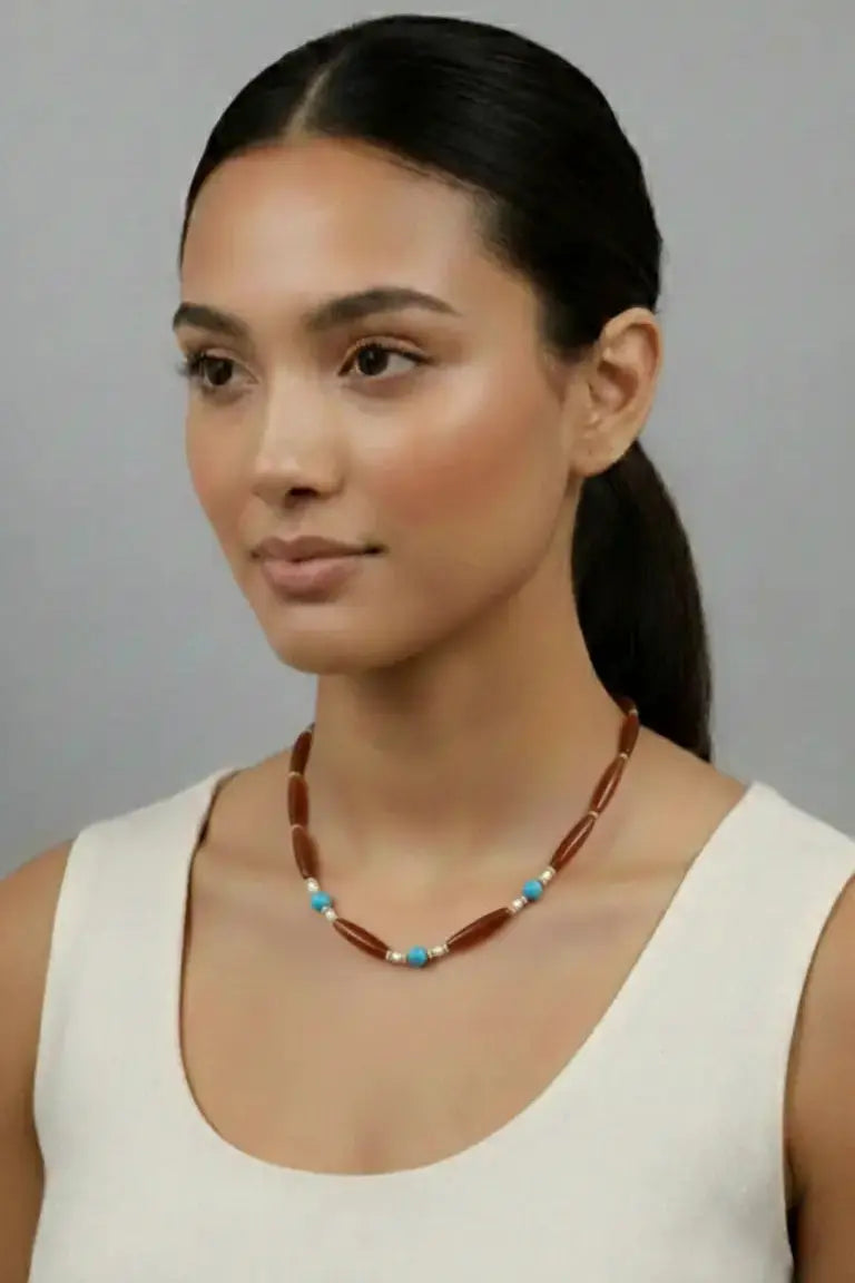 Carnelian Agate & Blue Apatite Necklace view 3